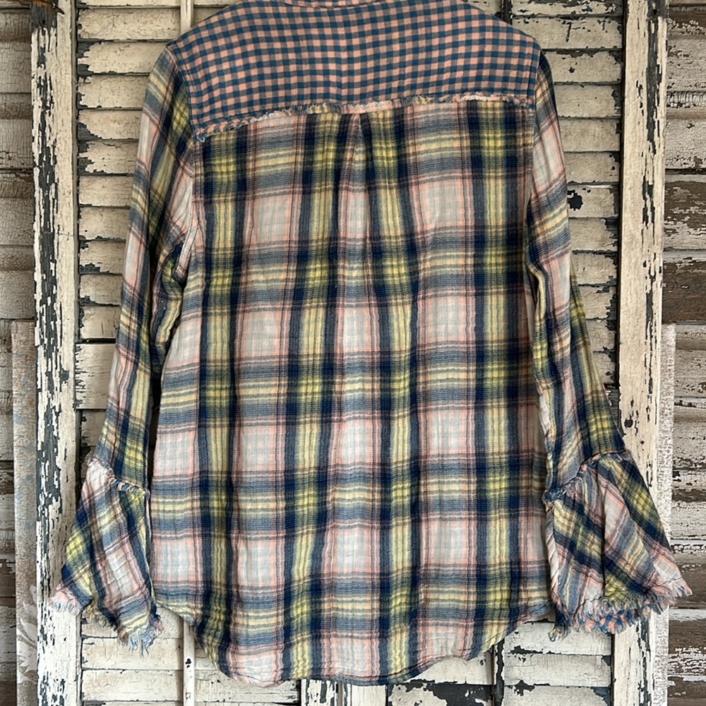 Sundance Plaid Button-Down Shirt in Pink, Blue & Yellow - Picture 5 of 8